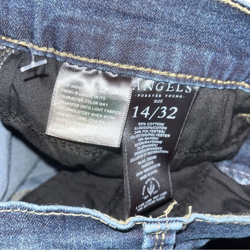 Angels Forever Young Classic Blue Denim Cuffed Ankle Jeans Sz14 - Picture 6 of 6